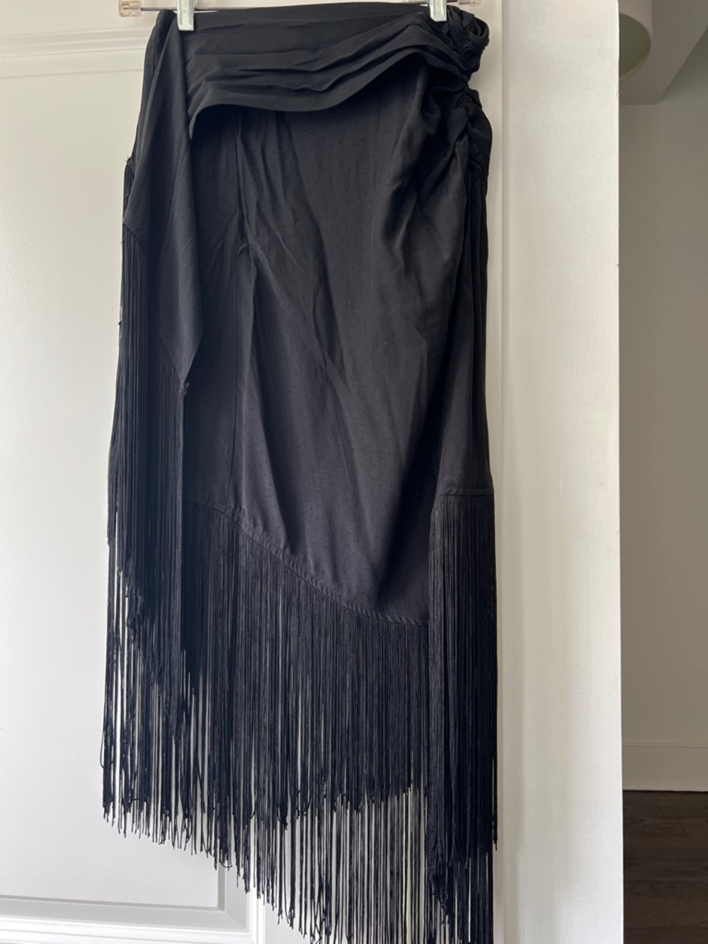 NWT Lucy Paris Black Asymmetrical Fringe Skirt